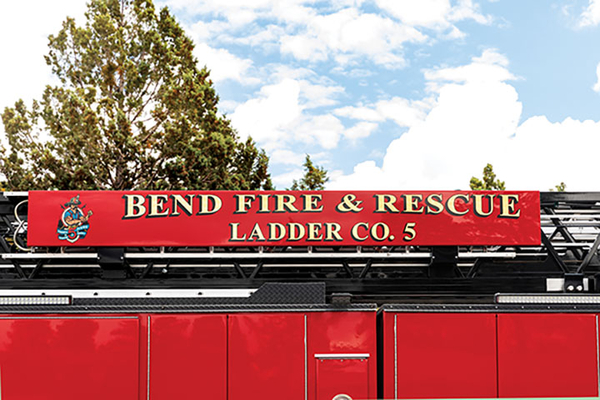 Custom Graphics on a Pierce Ascendant ladder fire truck.