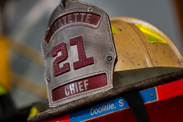 Fire Department Helmet in Fire Station