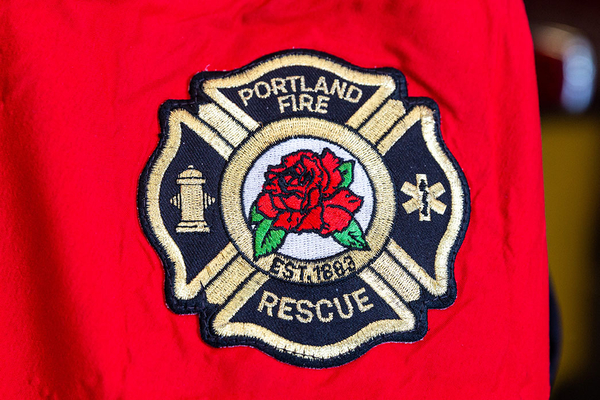 Portland Oregon Fire and Rescue logoed patch on department jacket