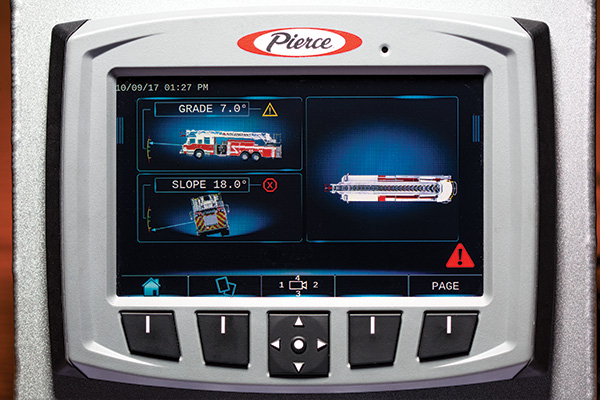 Touchscreen Command Zone™ Electrical Systems device for setup of Aerial information and chassis. 