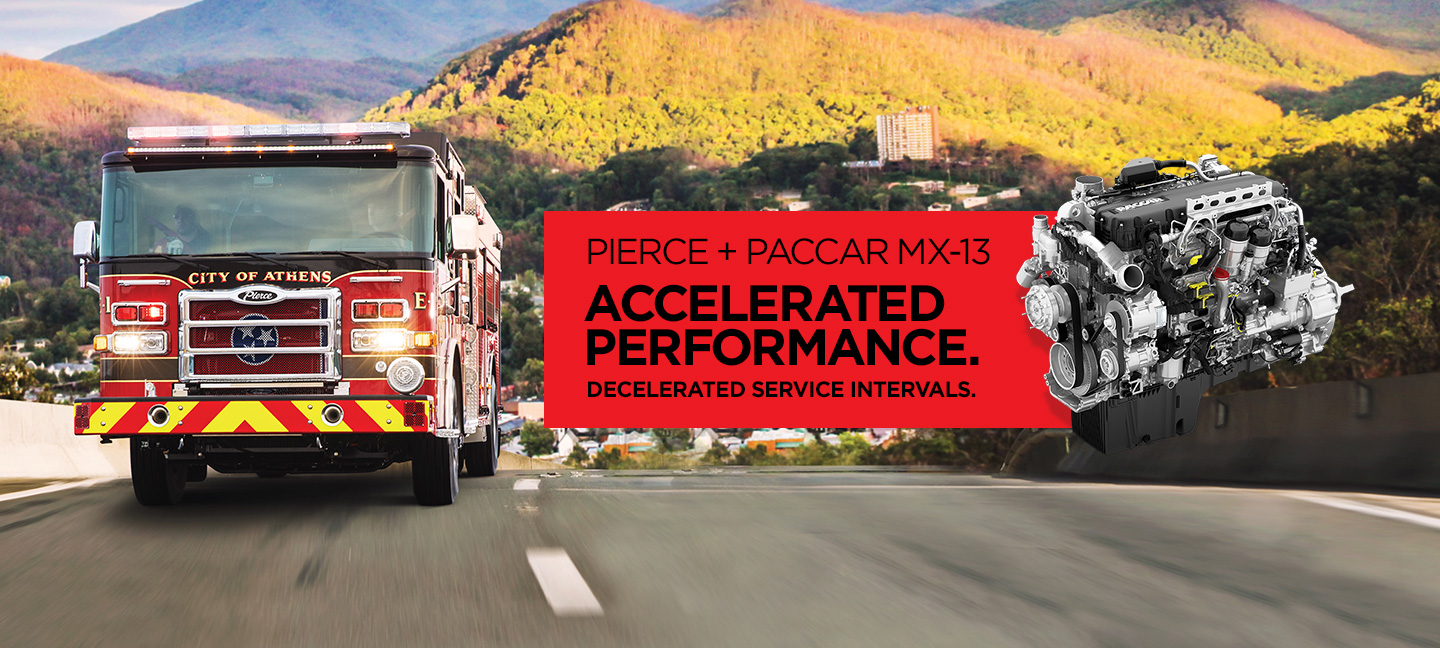 Pumper fire truck driving and accelerating uphill the Rocky Mountains of Tennessee